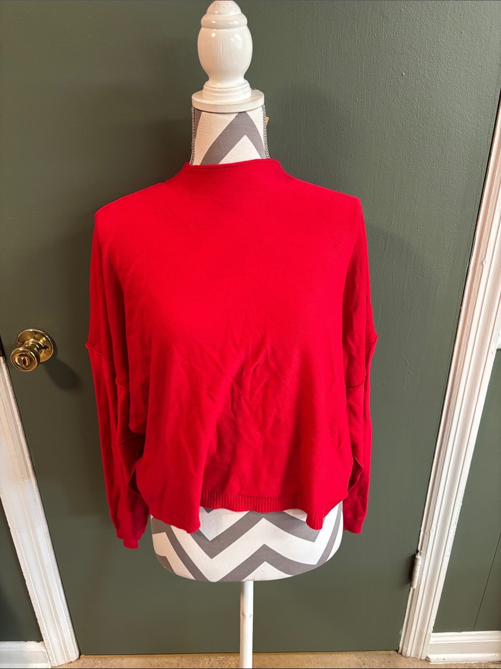 Zenana Outfitters Red Cowl Neck Sweater